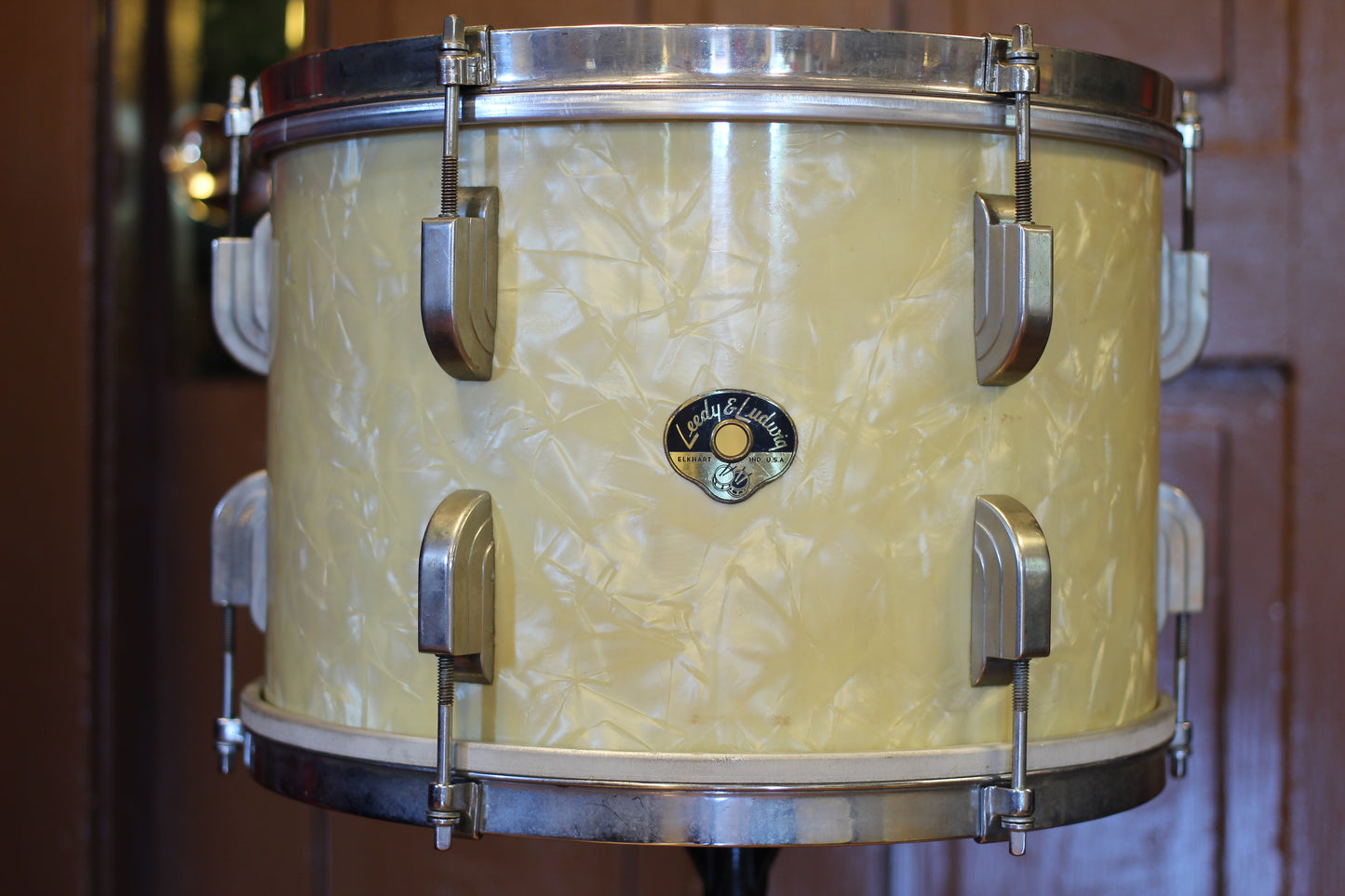 1950's Leedy & Ludwig Broadway in White Marine Pearl 14x24 16x16 9x13