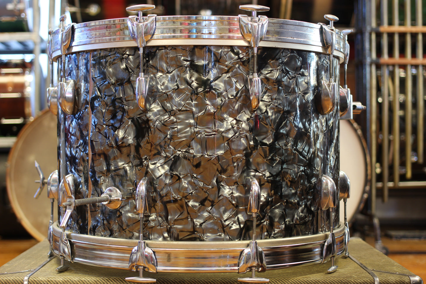1970's Gretsch 'Blackhawk' in Black Diamond Pearl 14x22 16x16 9x13 8x12