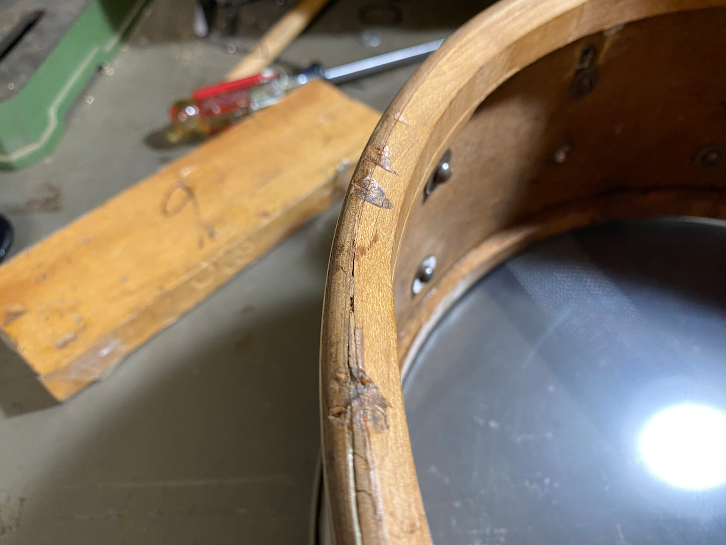 1950's WFL 'Porto-Pak' 5.5"x13" Snare Drum in White Marine Pearl