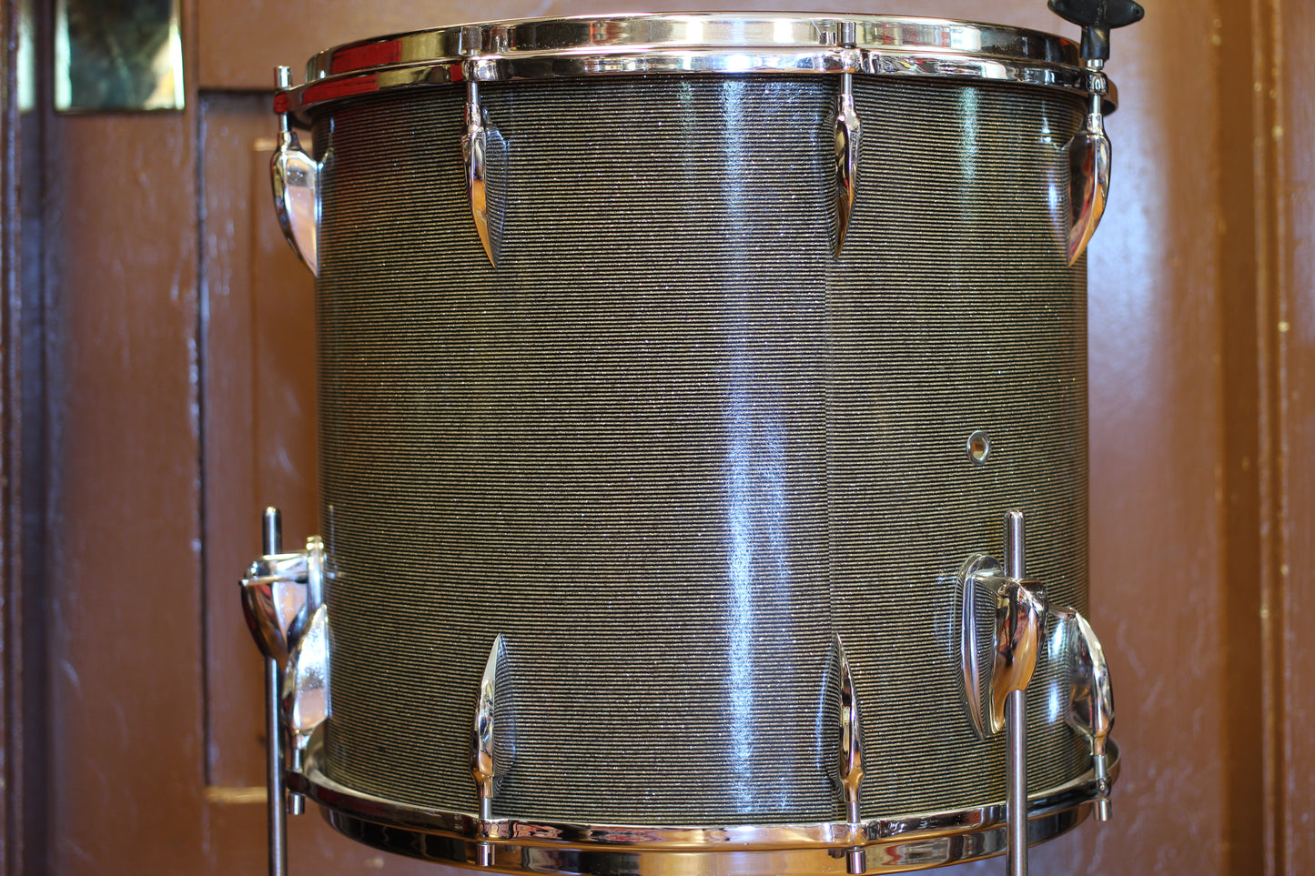 1960's Sonor Chicago Star Outfit in Black & Silver Striped Glitter 14x20 14x16 8x13