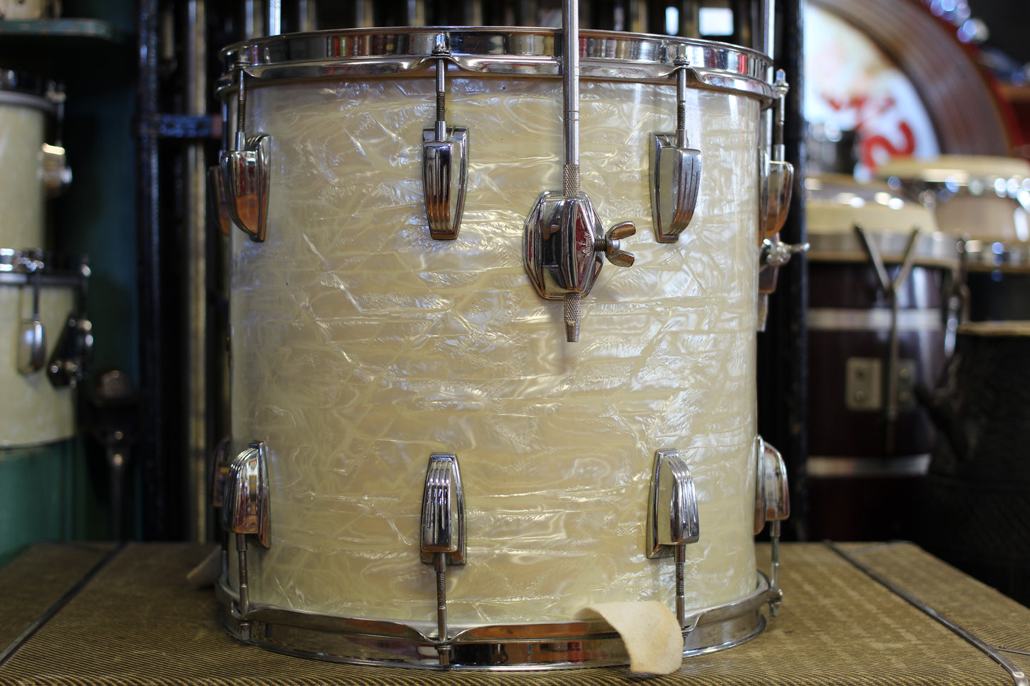 1964 Ludwig Downbeat in White Marine Pearl 14x20 14x14 8x12