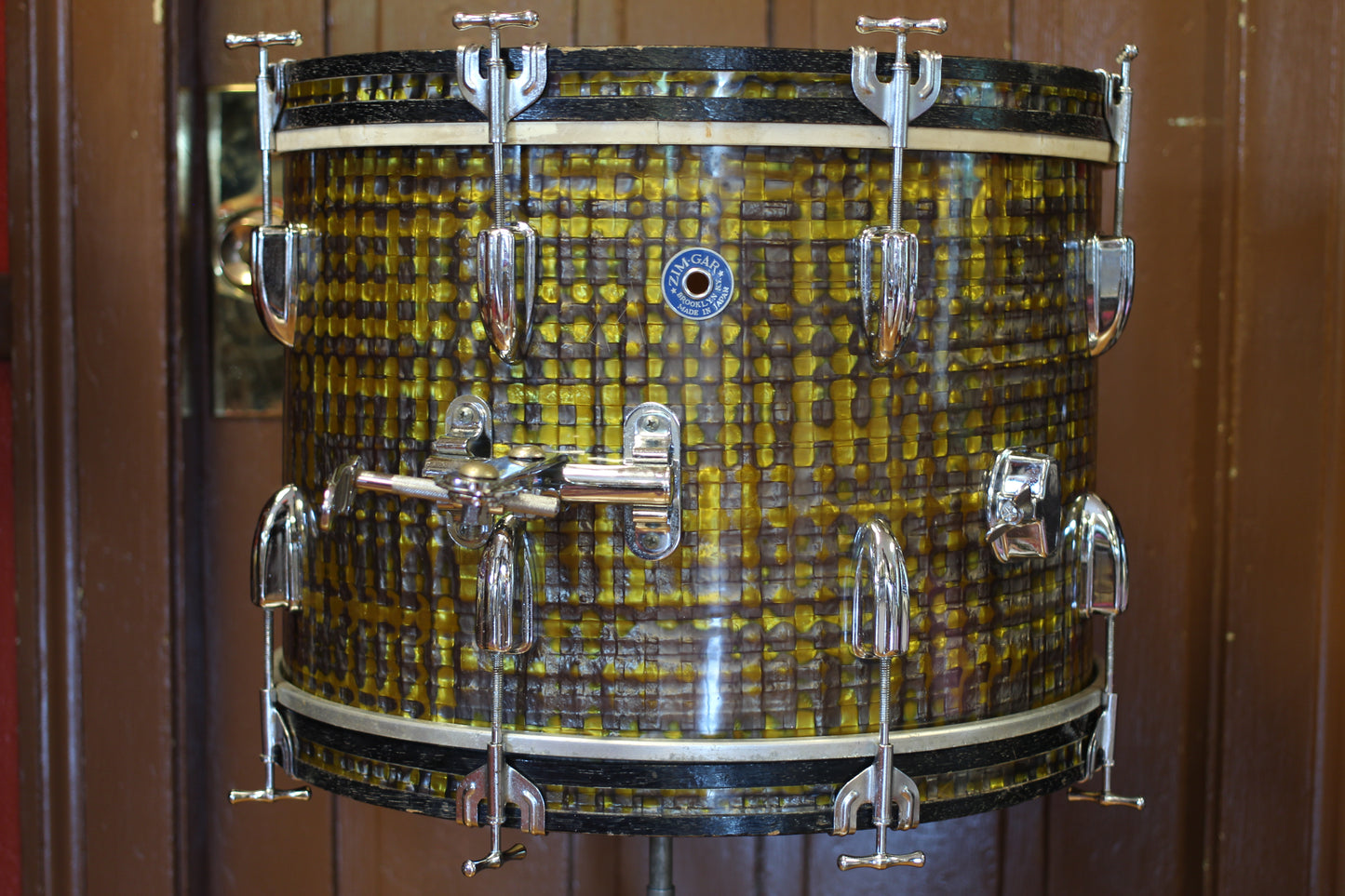 1960's Zim Gar Drum Set in Gold Ingot 14x20 14x14 8x12 5x14