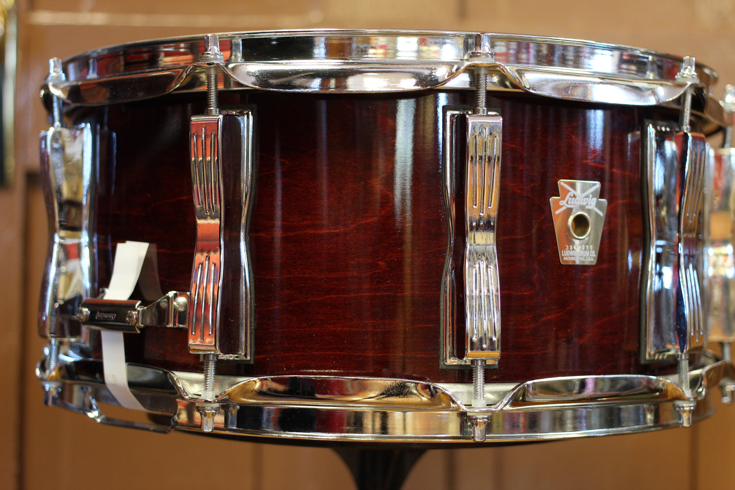 1997 Ludwig Classic Maple Snare Drum 6.5"x14" in Natural Mahogany