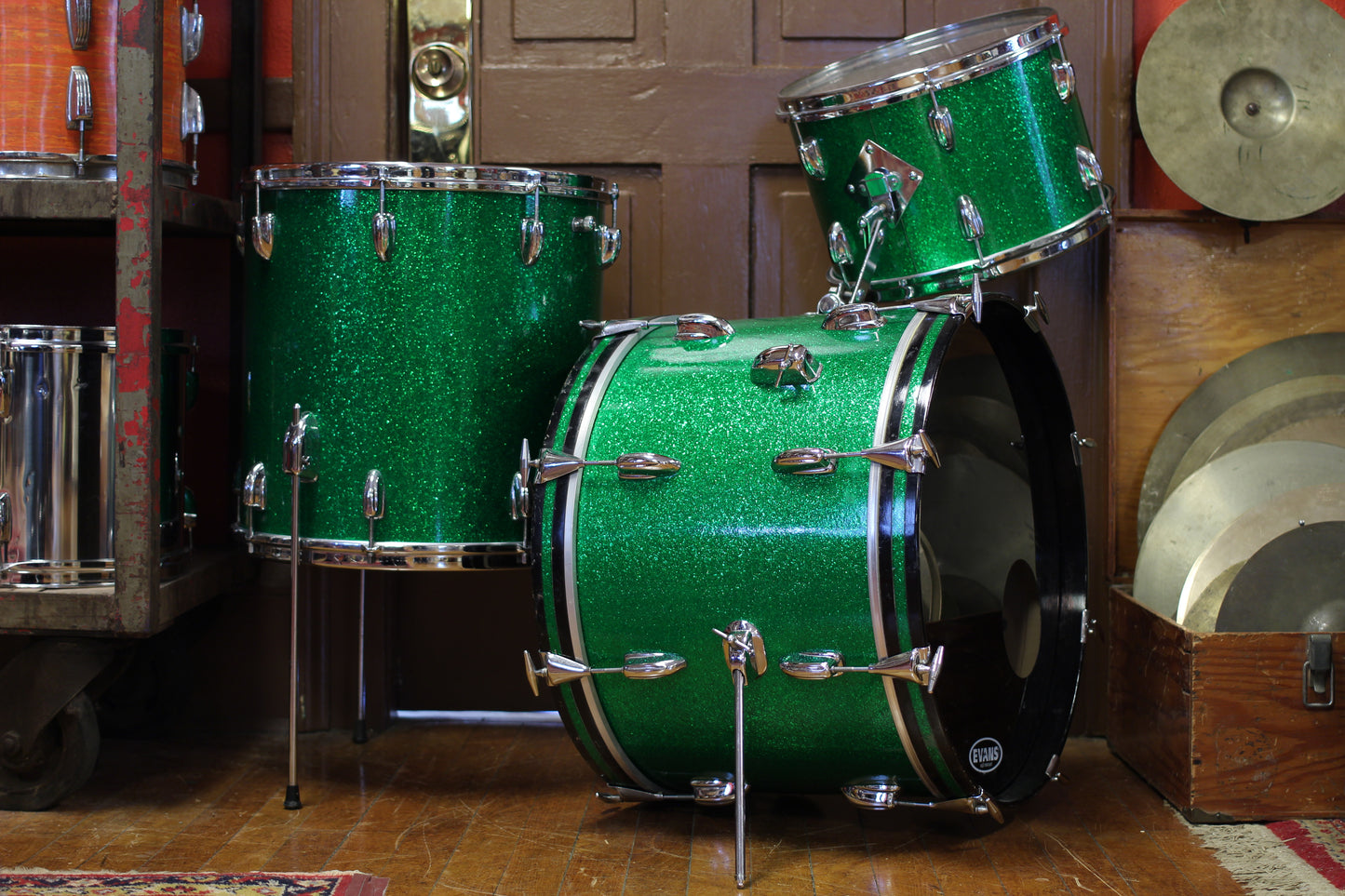1960's Slingerland 'Gene Krupa Deluxe' in Sparkling Green Pearl 14x20 16x16 9x13