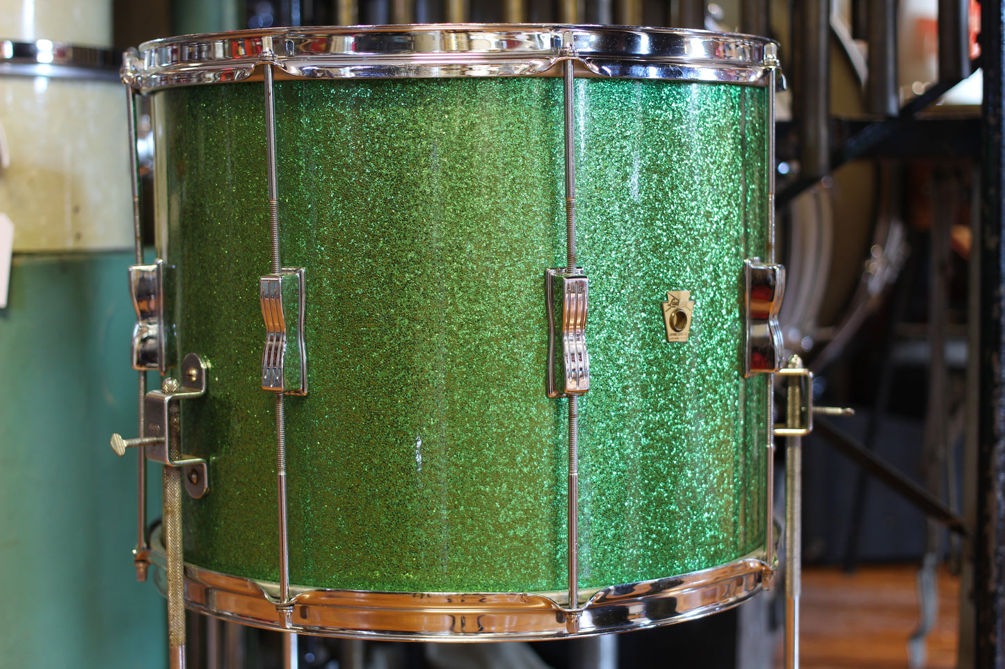 1960 Ludwig Pre Serial 12"x15" Club Date Floor Tom in Green Sparkle