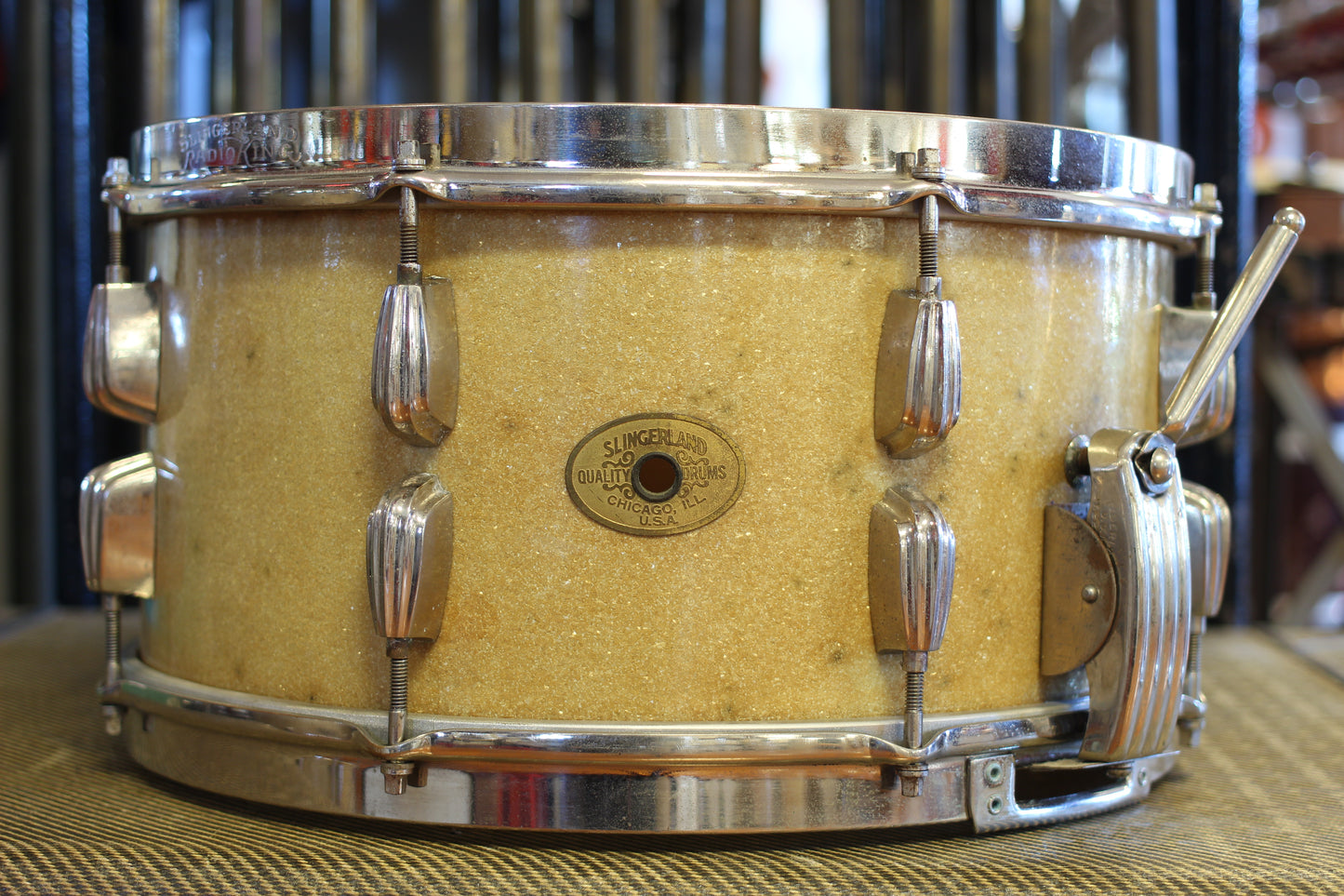 1940's Slingerland Radioking 'Buddy Schutz' Sparkling Silver Pearl 14x24 16x16 9x13 7x14