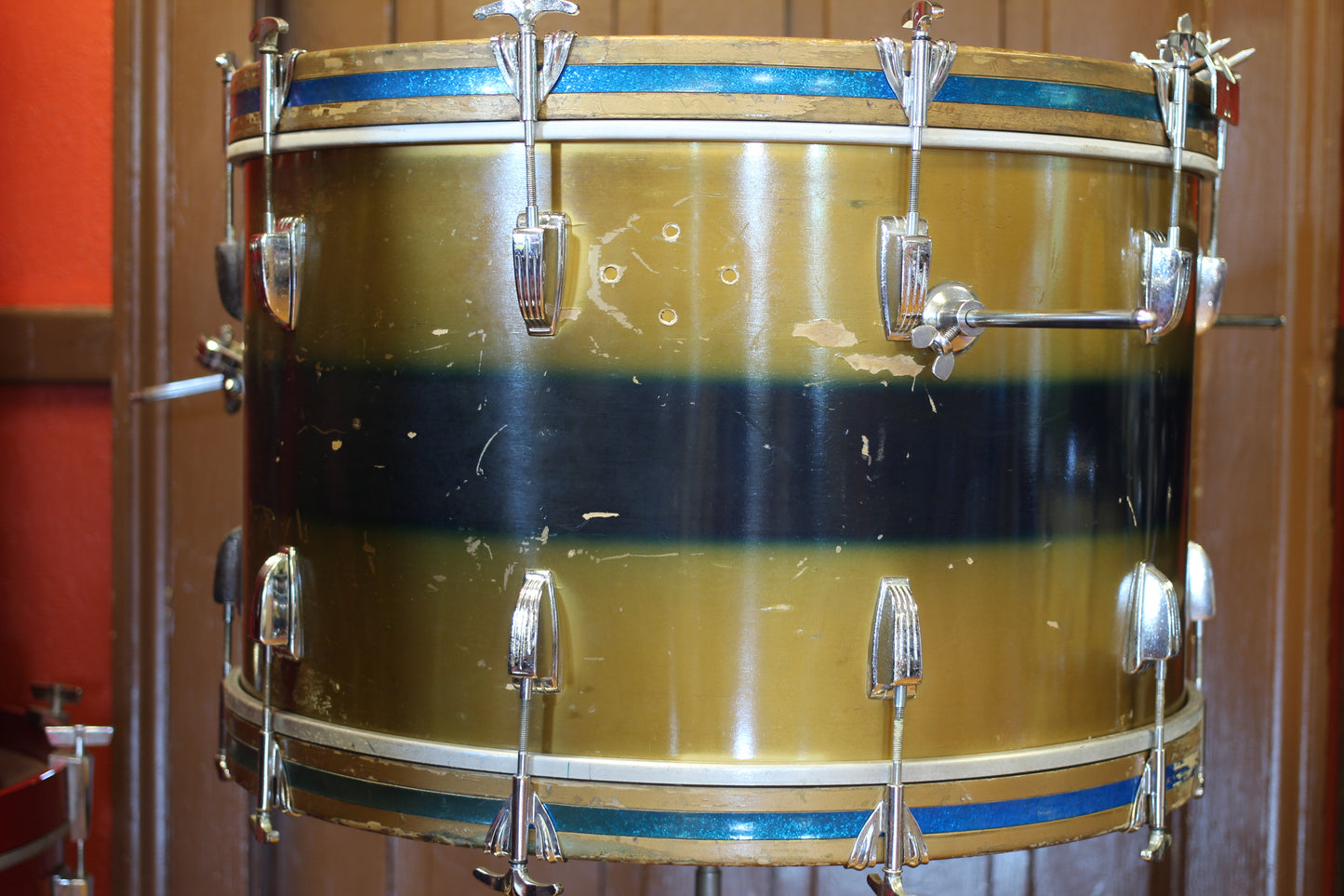 1960/70's Ludwig Deluxe Classic in Gold & Blue Duco 14x24 16x16 9x13