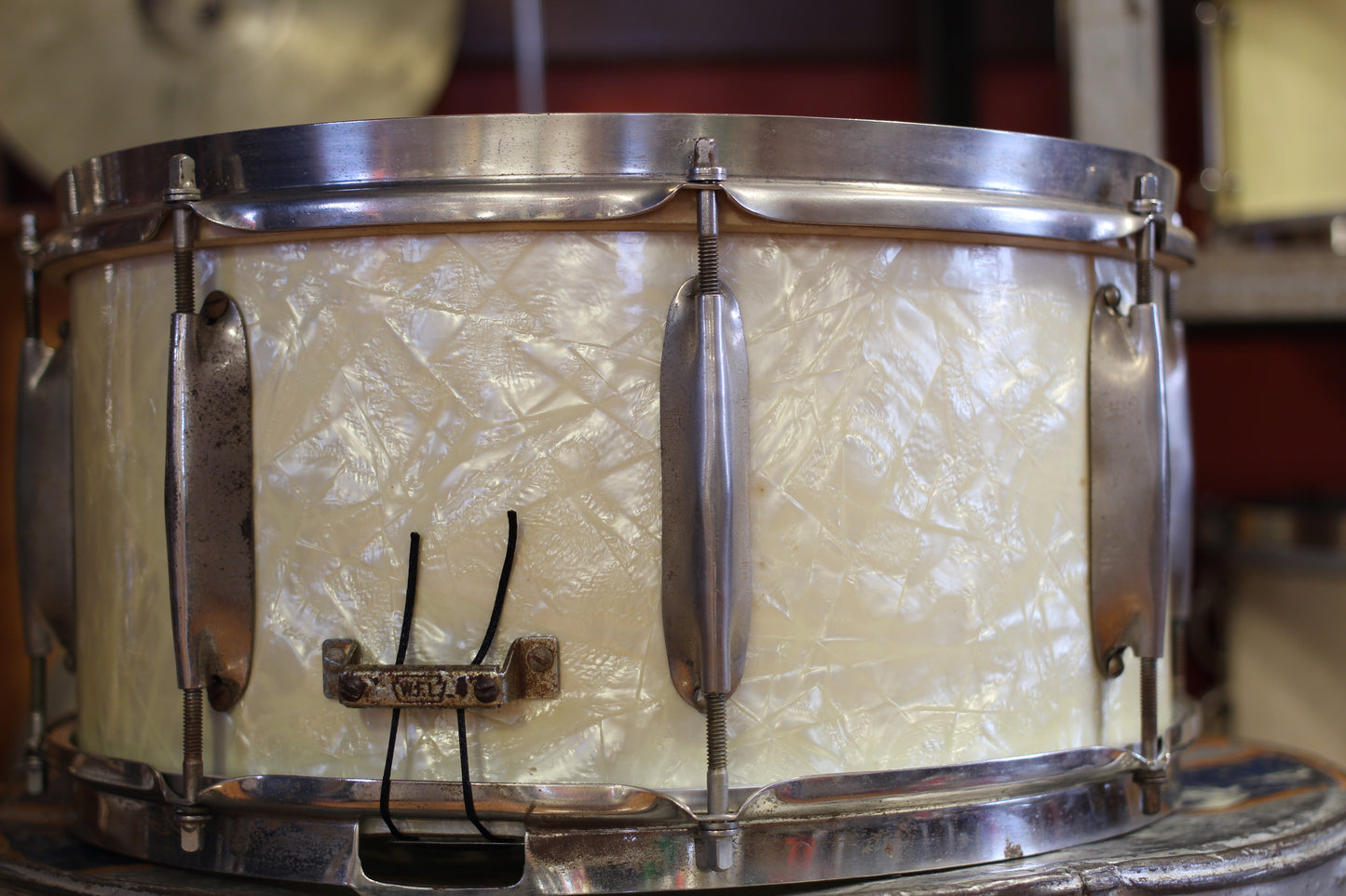 1940's WFL 7"x14" All-American Swing Model in White Marine Pearl