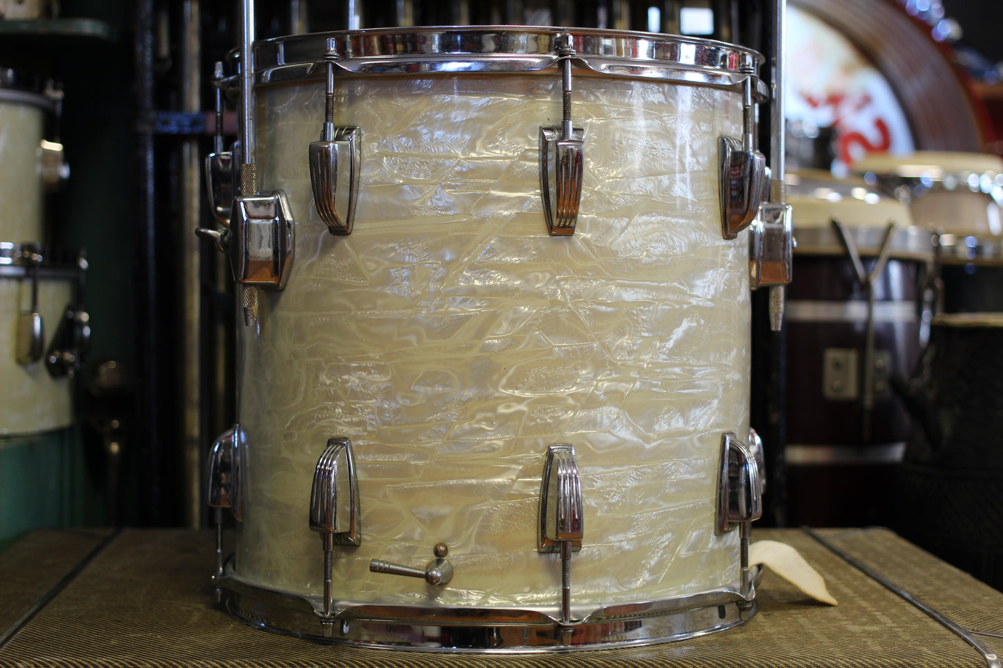 1964 Ludwig Downbeat in White Marine Pearl 14x20 14x14 8x12