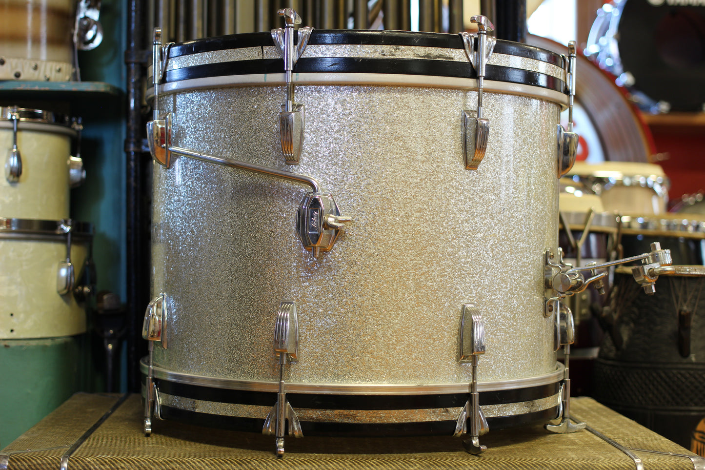 1960's Ludwig Downbeat in Silver Sparkle 14x20 14x14 8x12