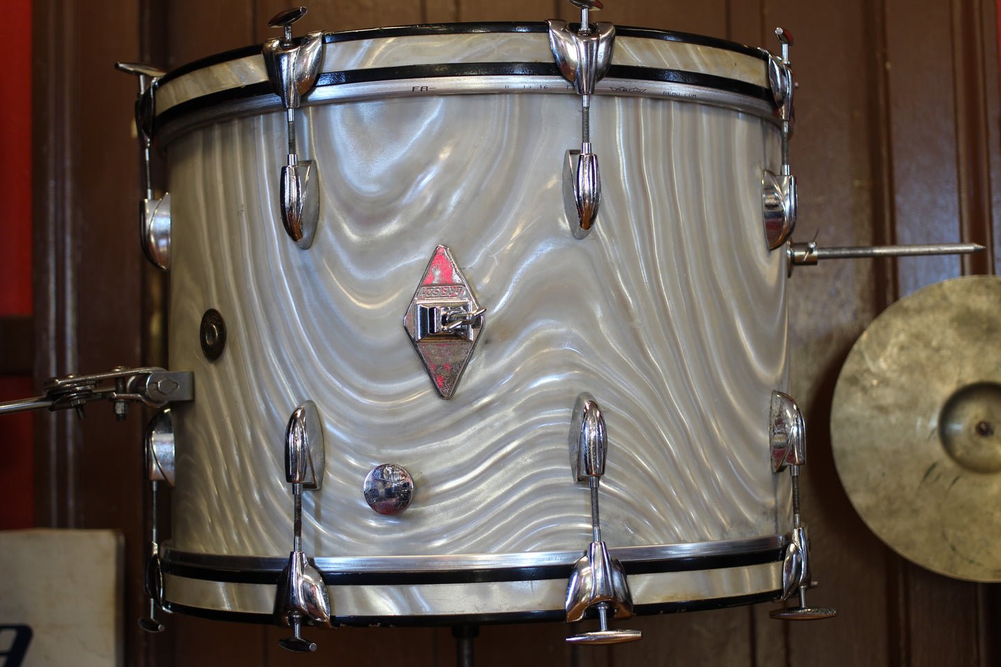 1960's Gretsch Bop Outfit in Silver Satin Flame 14x20 16x16 8x12 5.5x14