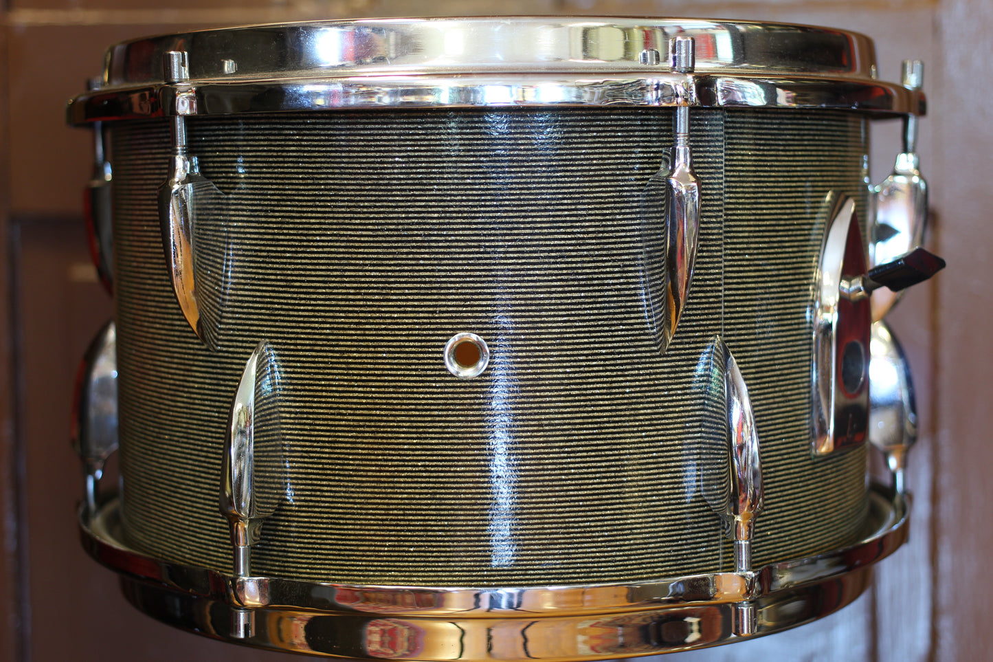 1960's Sonor Chicago Star Outfit in Black & Silver Striped Glitter 14x20 14x16 8x13