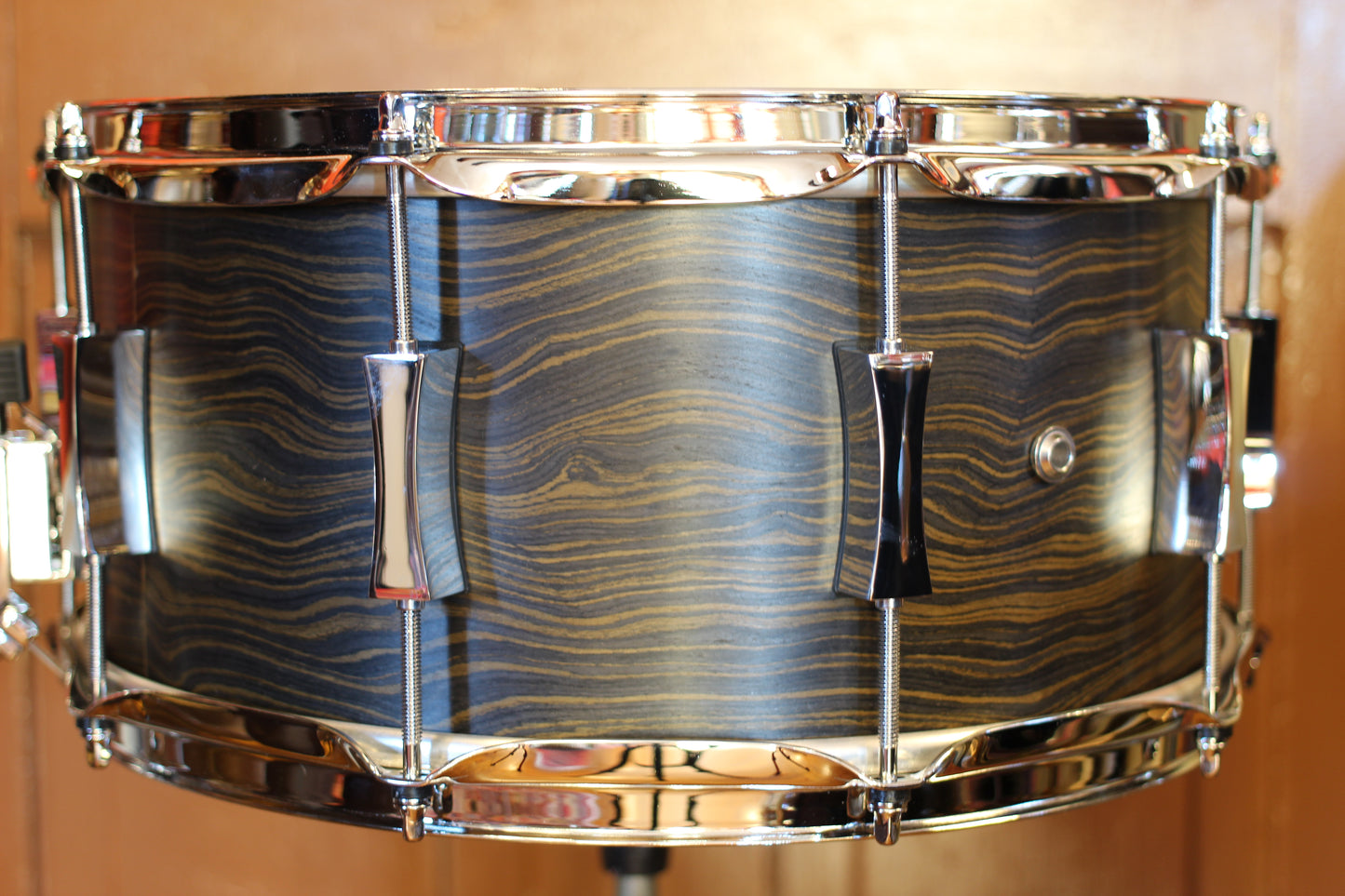 Pork Pie Percussion 7"x14" 8 ply Maple Snare Drum in Satin Wavy Ebony
