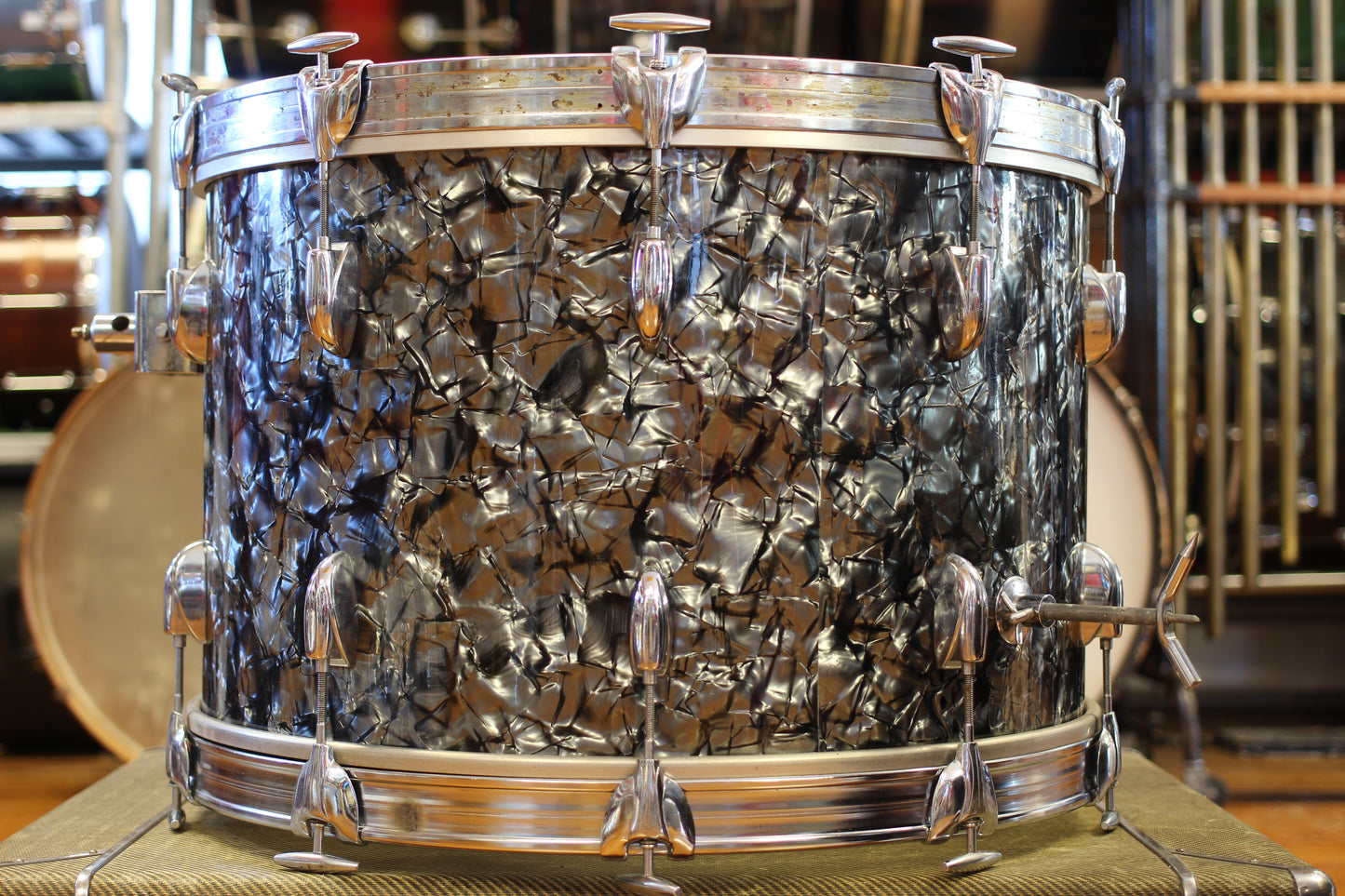 1970's Gretsch 'Blackhawk' in Black Diamond Pearl 14x22 16x16 9x13 8x12