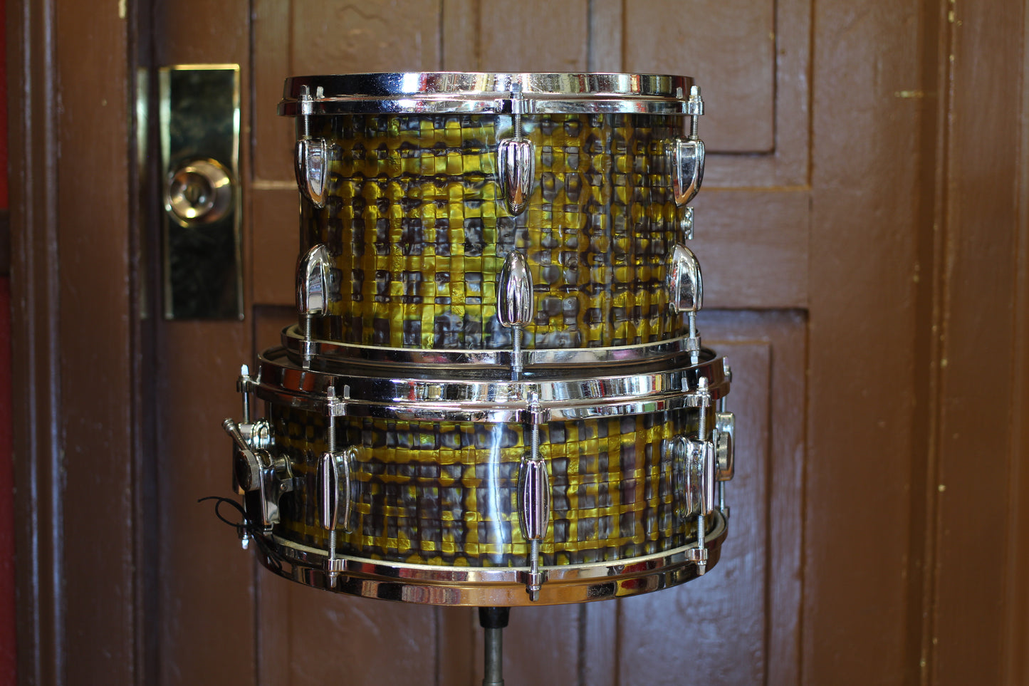 1960's Zim Gar Drum Set in Gold Ingot 14x20 14x14 8x12 5x14