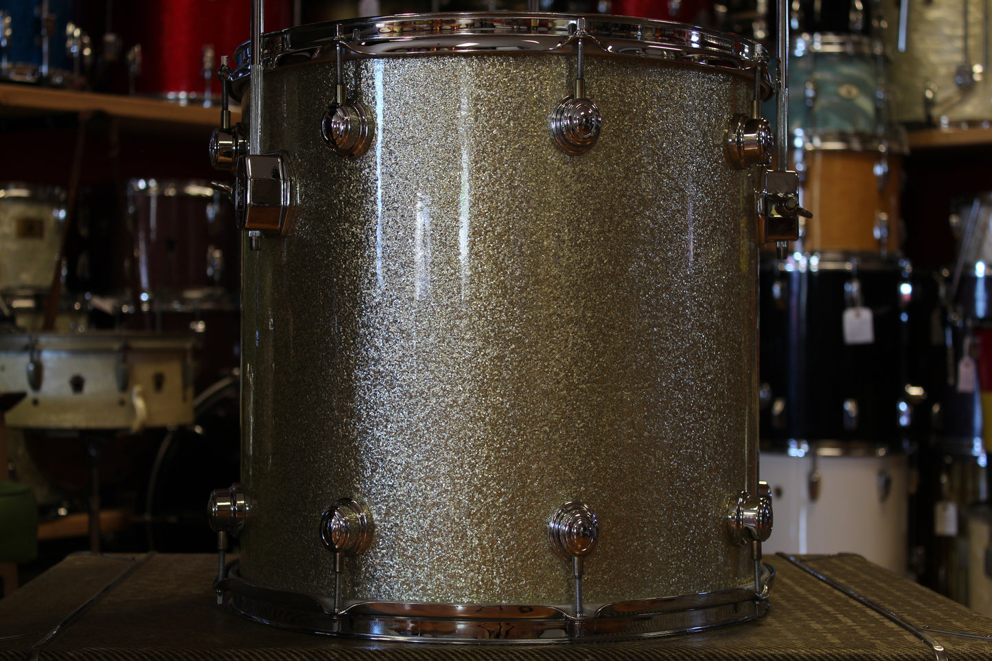 00's Montineri Custom Drums Maple/Poplar/Maple in Aged Silver Sparkle 14x24 16x16 9x13 5.5x14