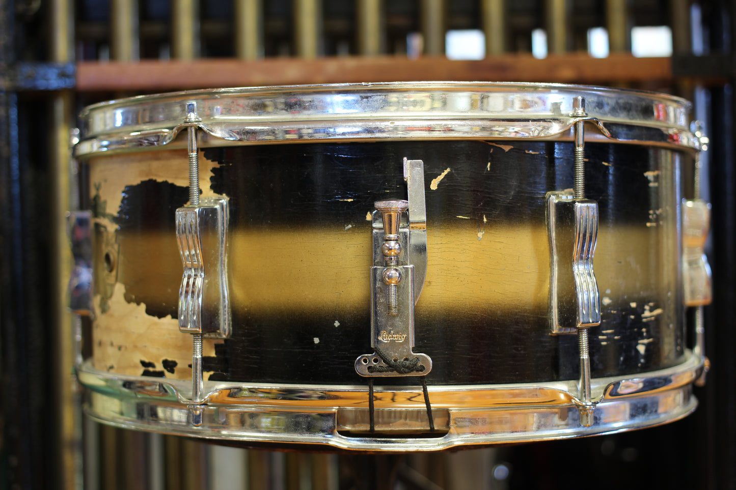 1962 Ludwig Pioneer Snare Drum 6.5"x14" in Black & Gold Duco