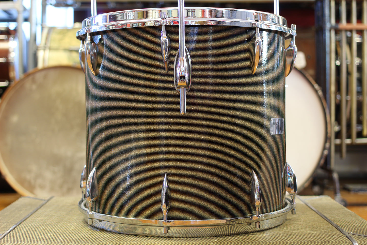 1960's Sonor Chicago Star Outfit in Black & Silver Striped Glitter 14x20 14x16 8x13