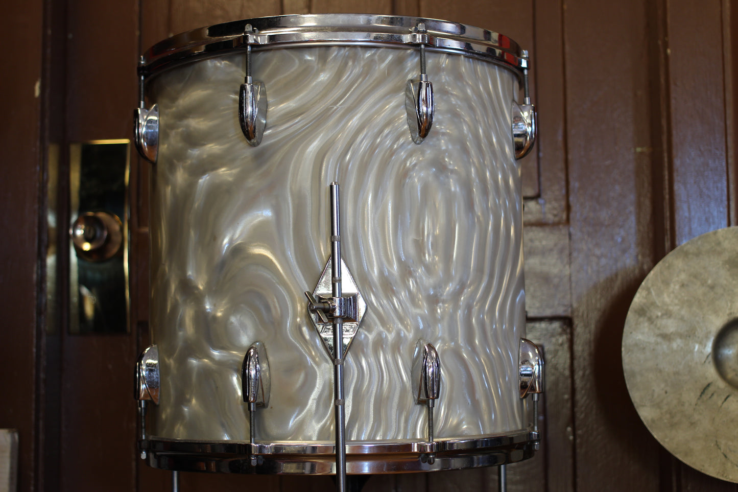1960's Gretsch Bop Outfit in Silver Satin Flame 14x20 16x16 8x12 5.5x14
