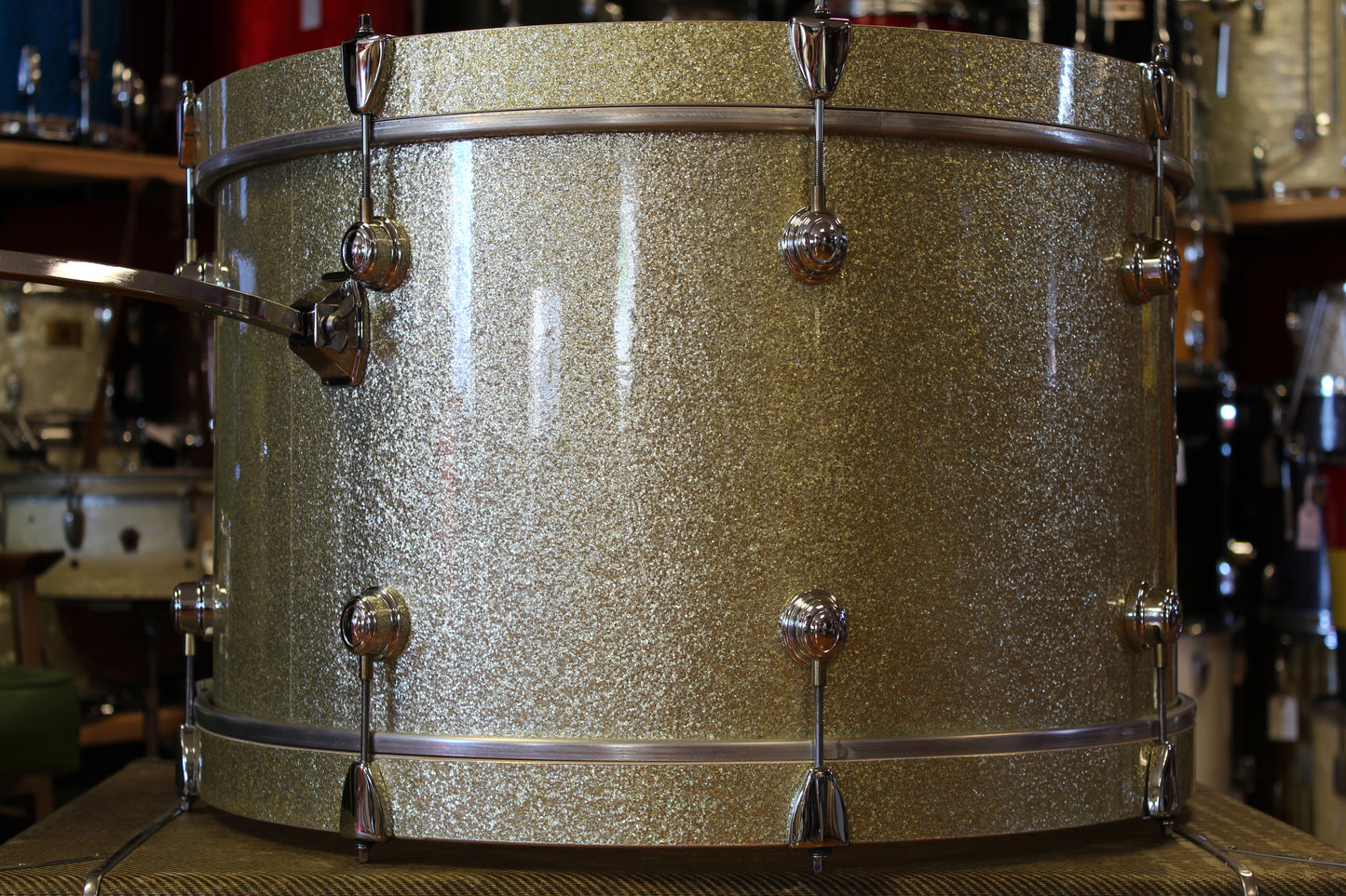 00's Montineri Custom Drums Maple/Poplar/Maple in Aged Silver Sparkle 14x24 16x16 9x13 5.5x14