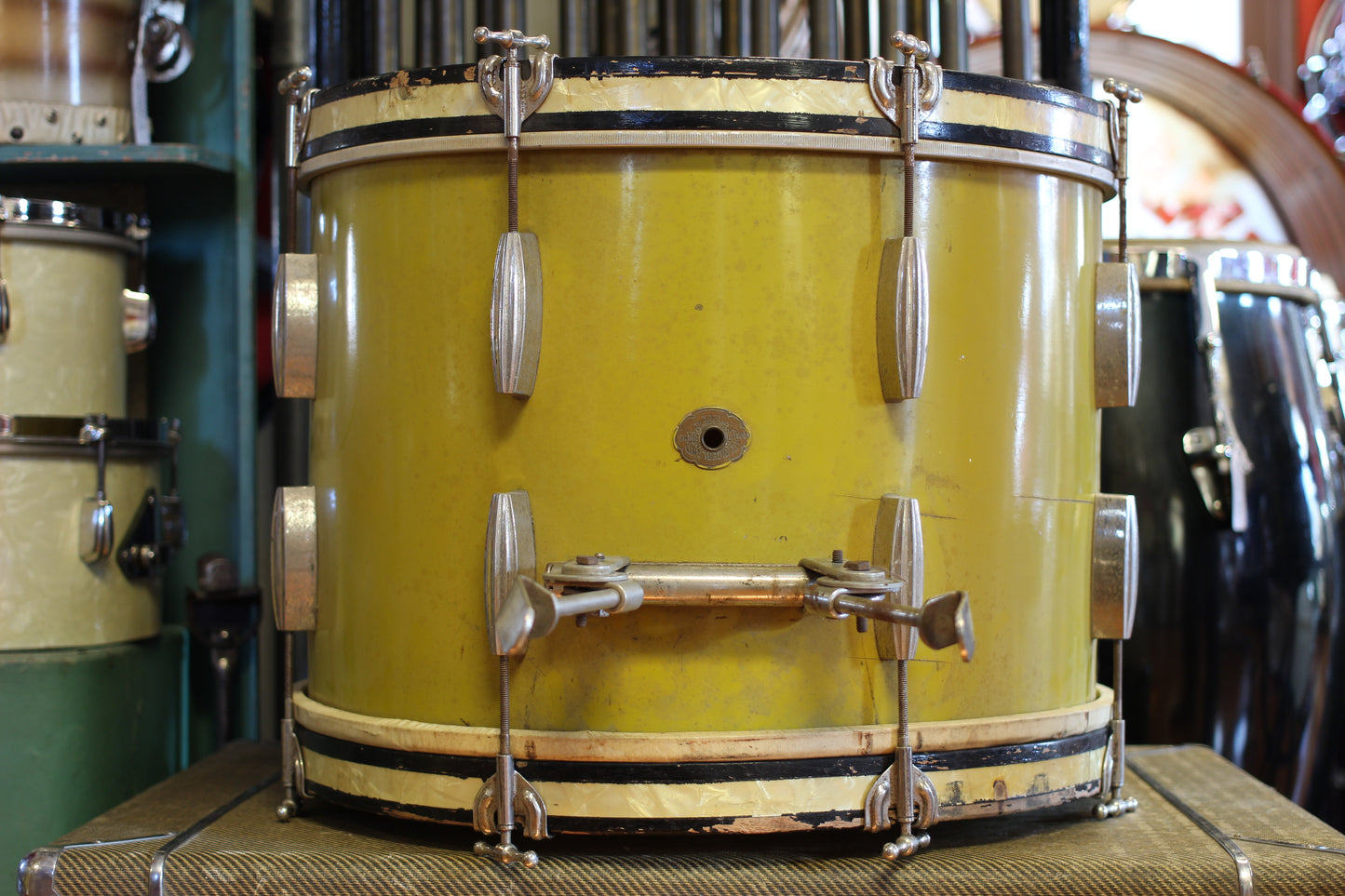 1940's Slingerland Radioking in Mustard Yellow Lacquer 14x20 16x16 12x14 9x13