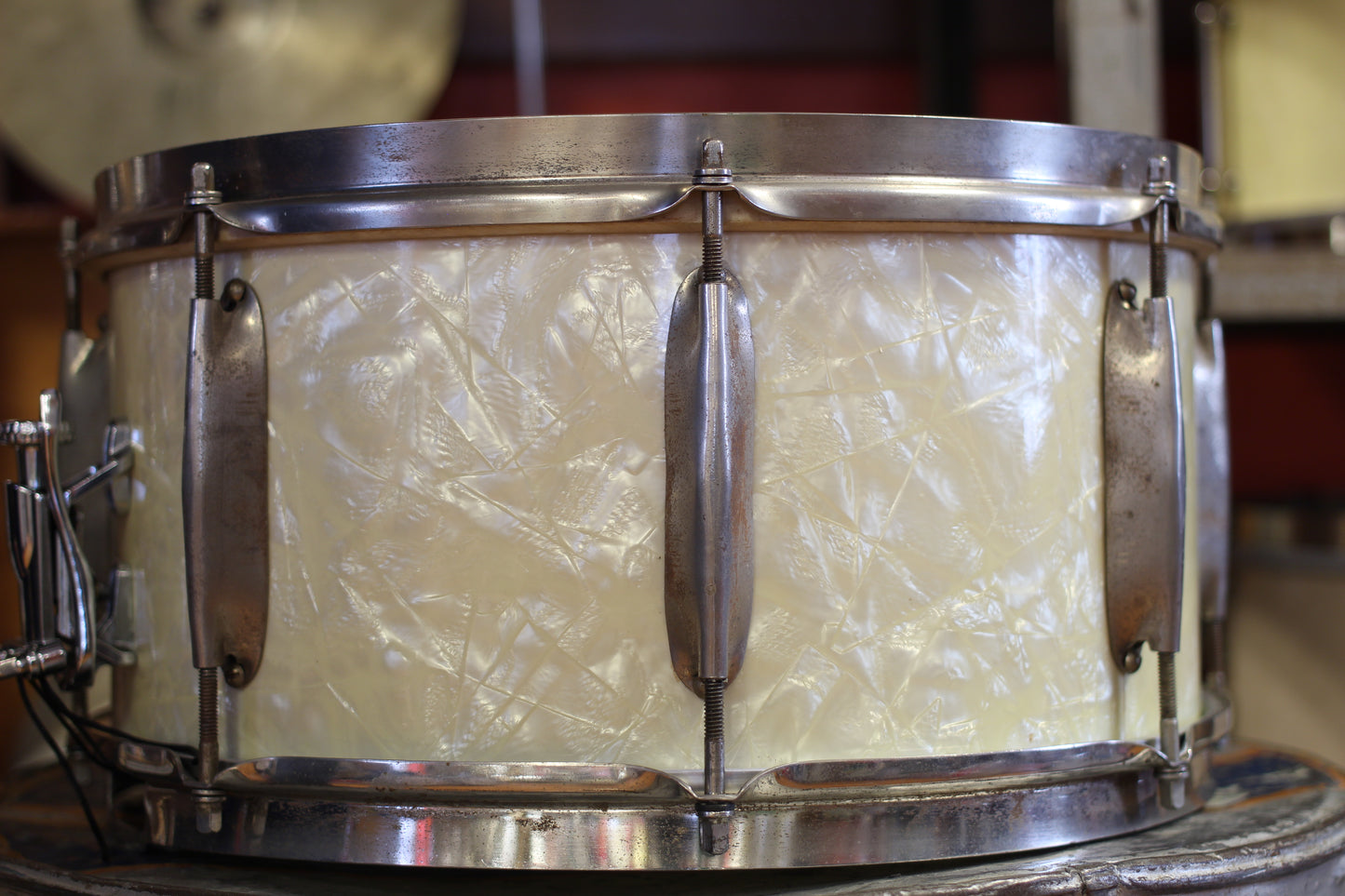 1940's WFL 7"x14" All-American Swing Model in White Marine Pearl