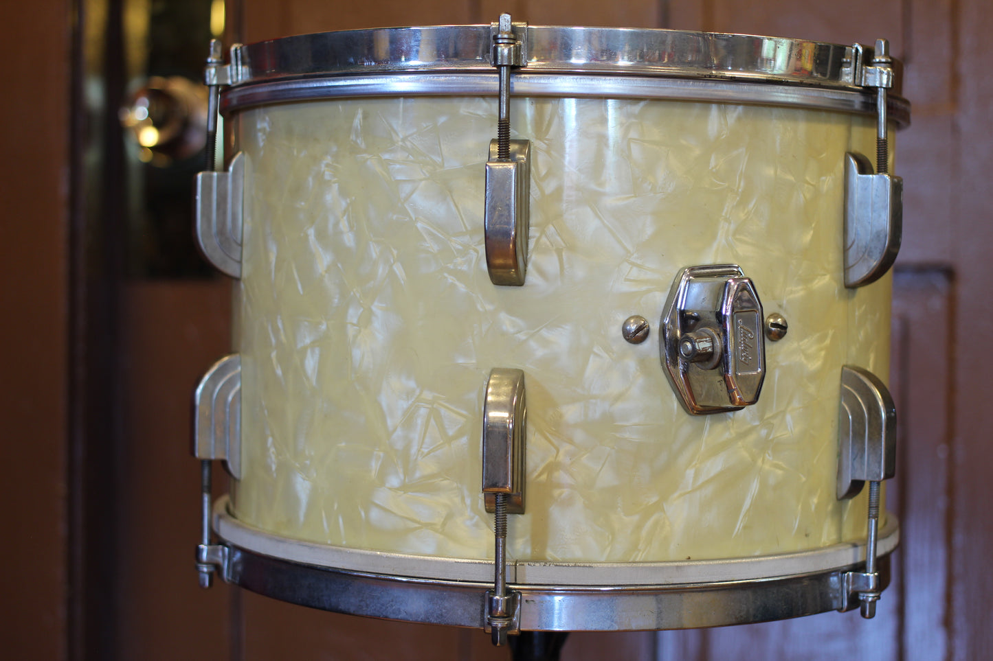1950's Leedy & Ludwig Broadway in White Marine Pearl 14x24 16x16 9x13