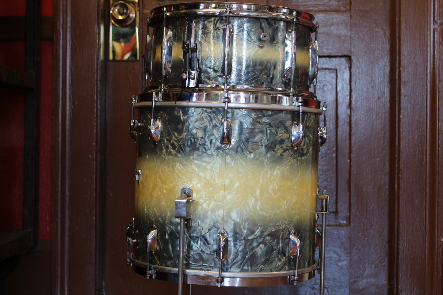 1939 WFL Ray Bauduc Dixieland Outfit in Blue & Marine Pearl 14x28 14x16 9x13 7x14