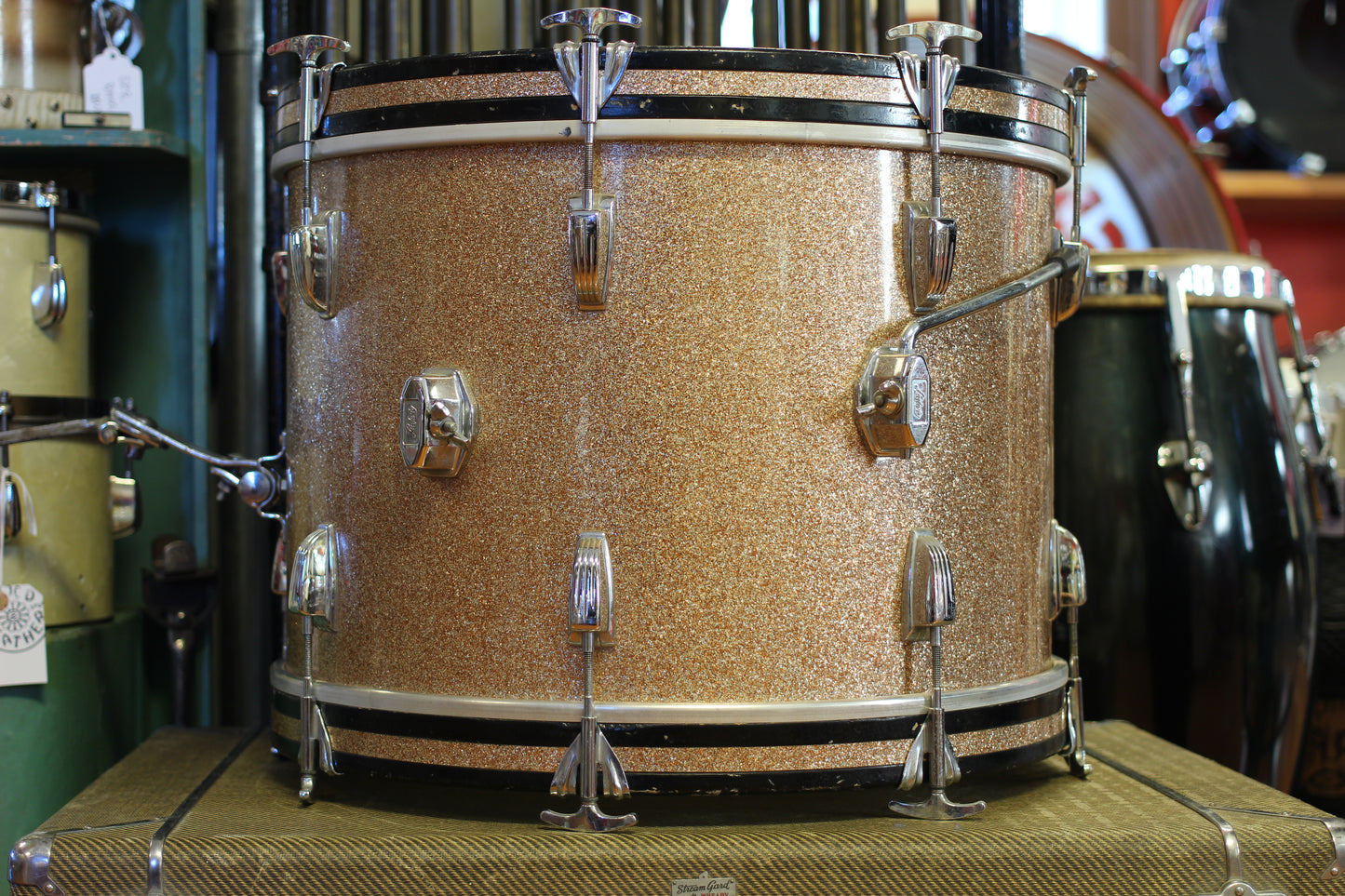 1960's Ludwig Downbeat in Champagne Sparkle 14x20 14x14 8x12