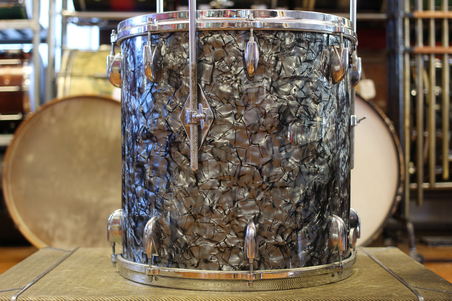 1970's Gretsch 'Blackhawk' in Black Diamond Pearl 14x22 16x16 9x13 8x12