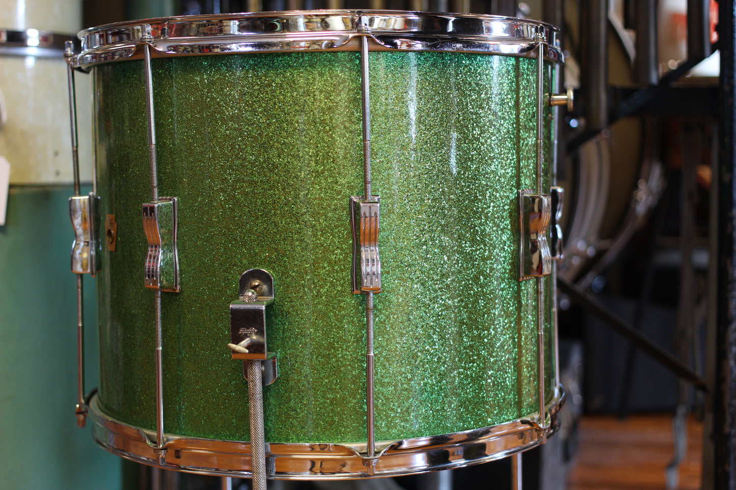 1960 Ludwig Pre Serial 12"x15" Club Date Floor Tom in Green Sparkle