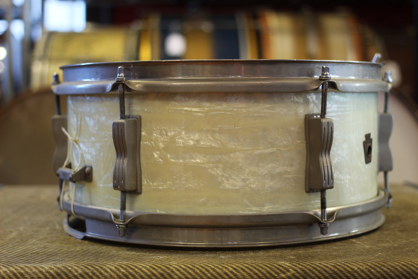 1950's WFL 'Porto-Pak' 5.5"x13" Snare Drum in White Marine Pearl