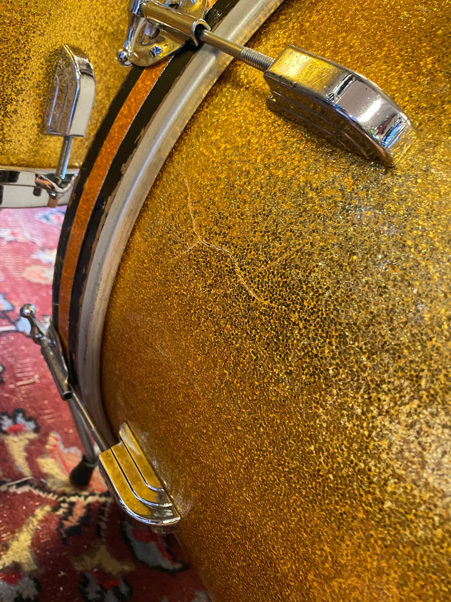 1960's Leedy 'Drum Solo Outfit' in Sparkling Gold Pearl 14x20 16x16 9x13 8x12