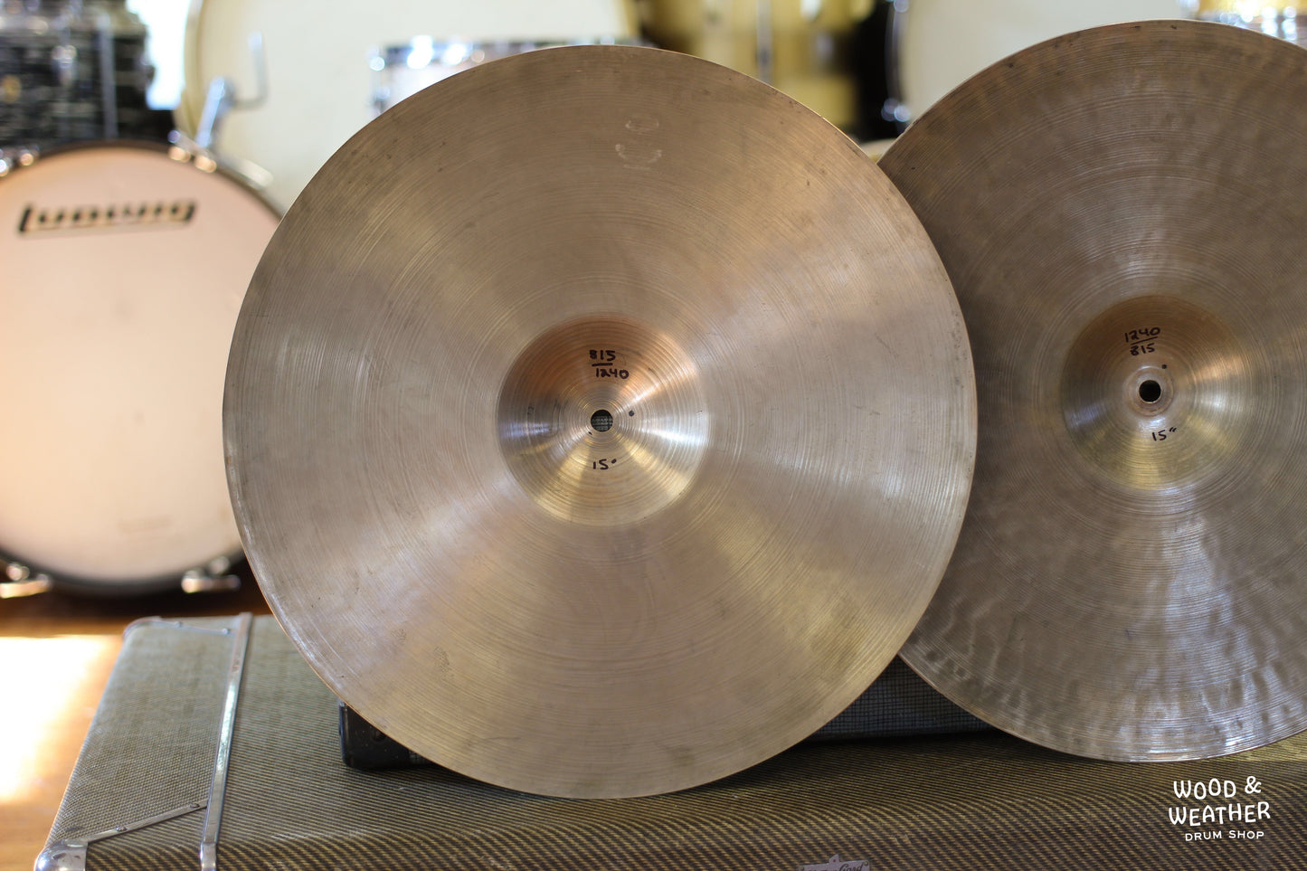 1946-53 A. Zildjian 15" "Trans Stamp" Hi-Hat Cymbals 815/1240g