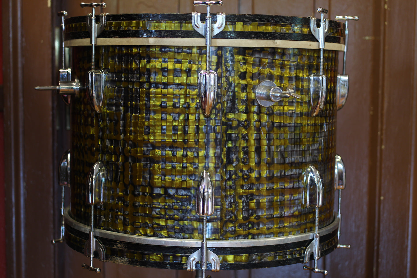 1960's Zim Gar Drum Set in Gold Ingot 14x20 14x14 8x12 5x14