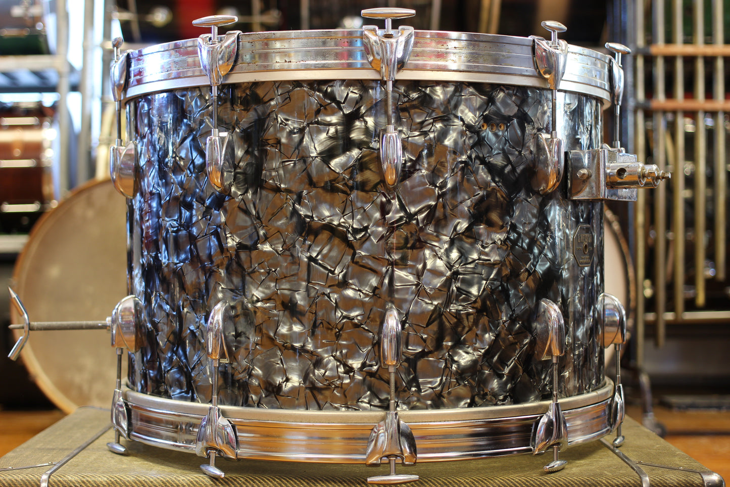 1970's Gretsch 'Blackhawk' in Black Diamond Pearl 14x22 16x16 9x13 8x12
