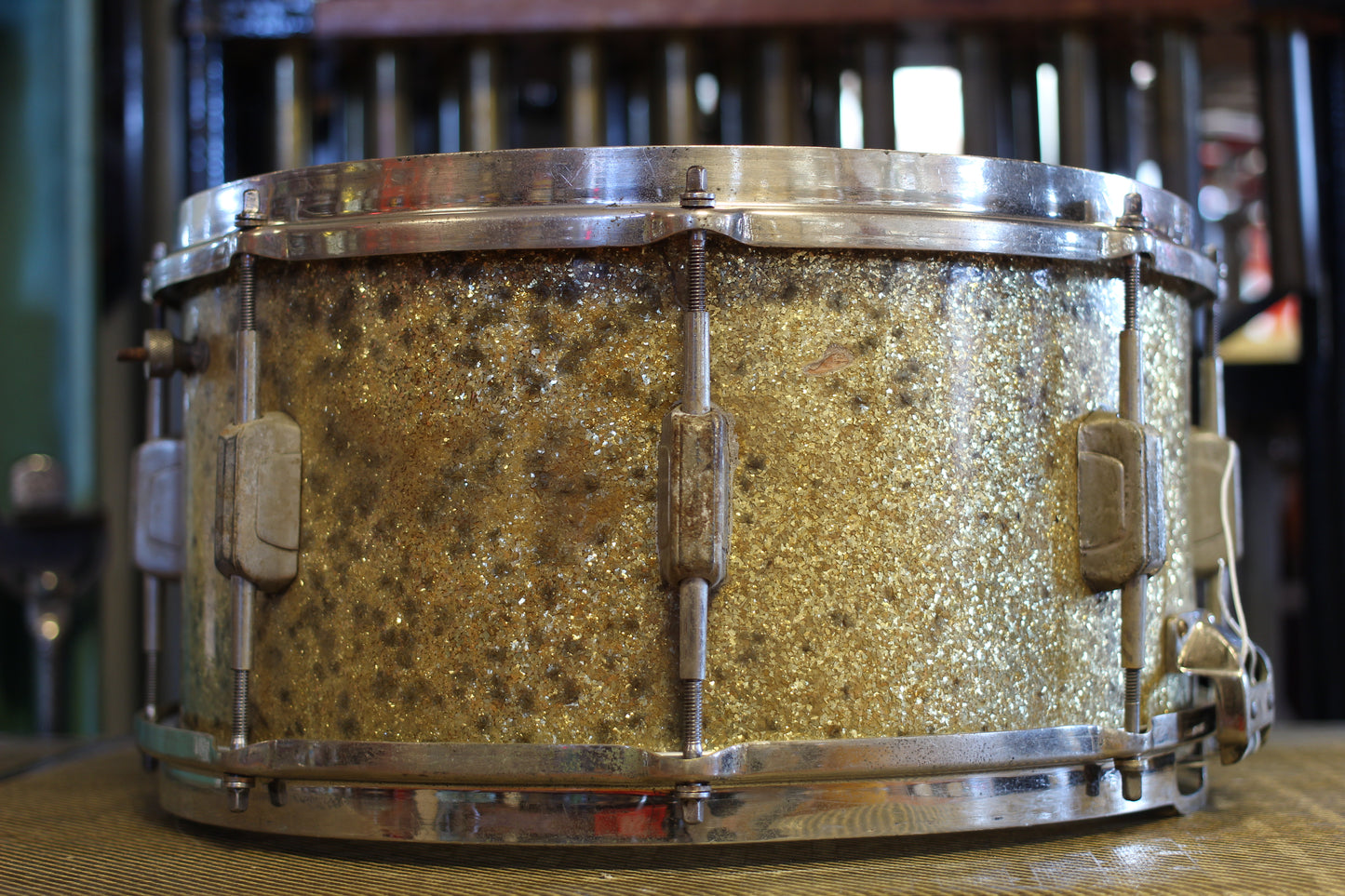 1930's WFL 7"x14" Dixieland Model Snare Drum in Sparkling Silver Pearl
