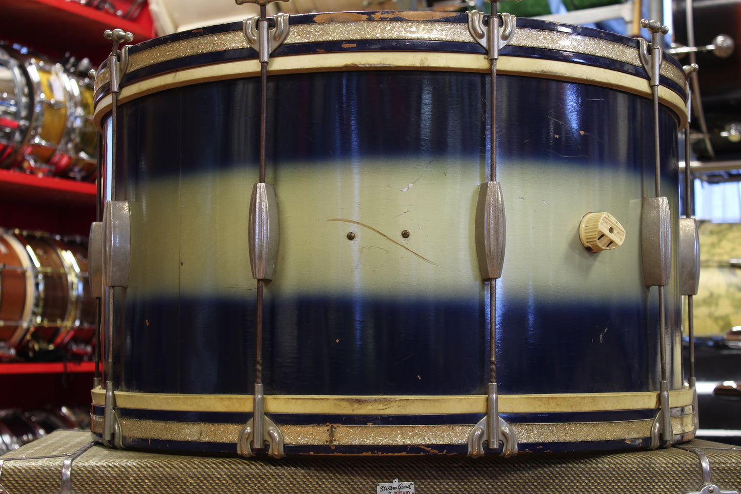 1930's Slingerland 14"x26" Radioking Bass Drum in Blue & Silver Duco