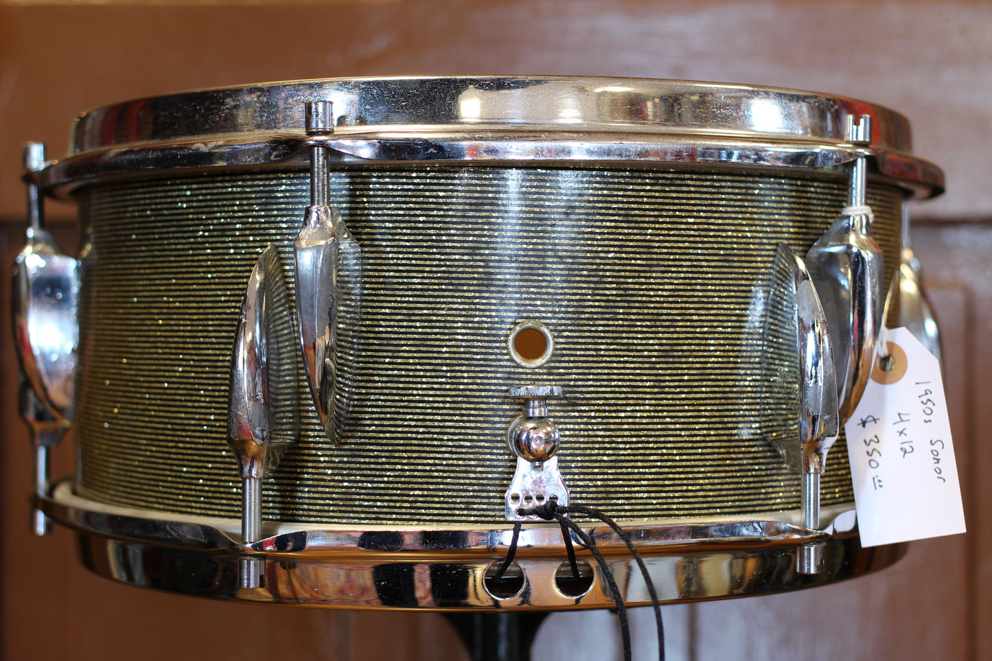 1960's Sonor 6"x13" Snare Drum in Black & Silver Striped Glitter