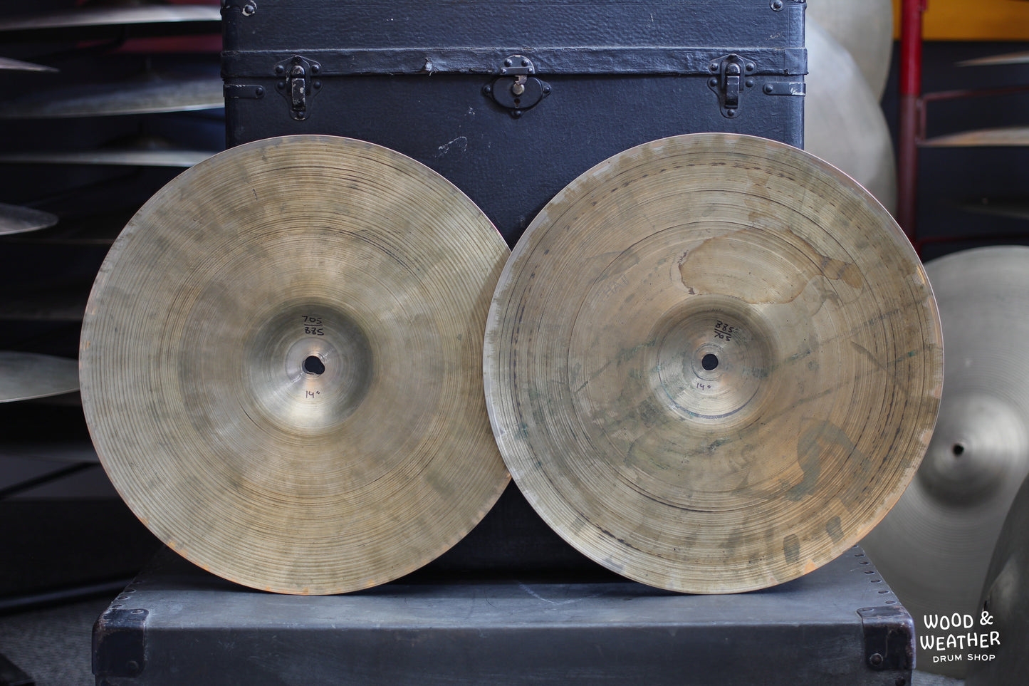 1960s A. Zildjian 14" Hi-Hat Cymbals 705/885g