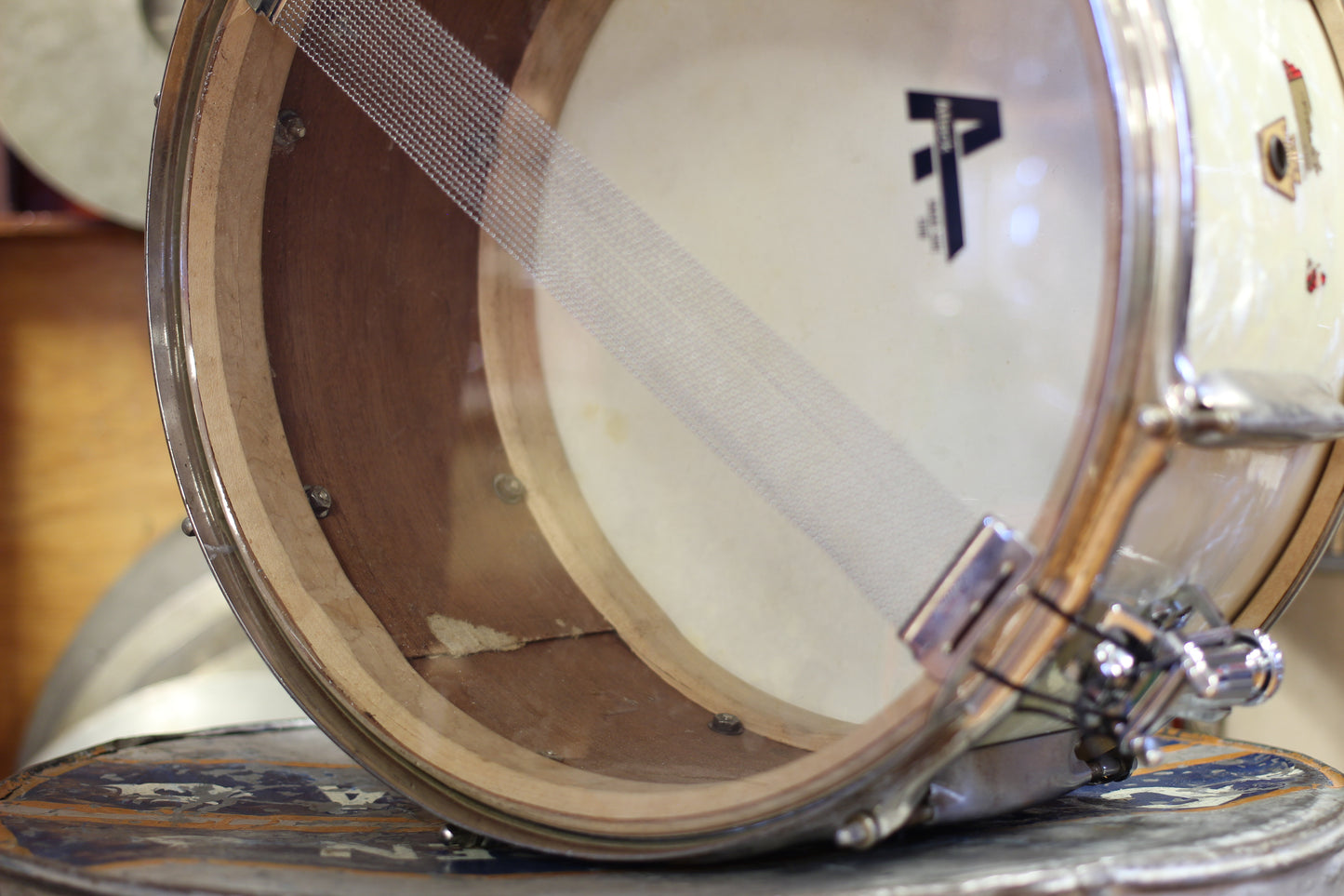 1940's WFL 7"x14" All-American Swing Model in White Marine Pearl