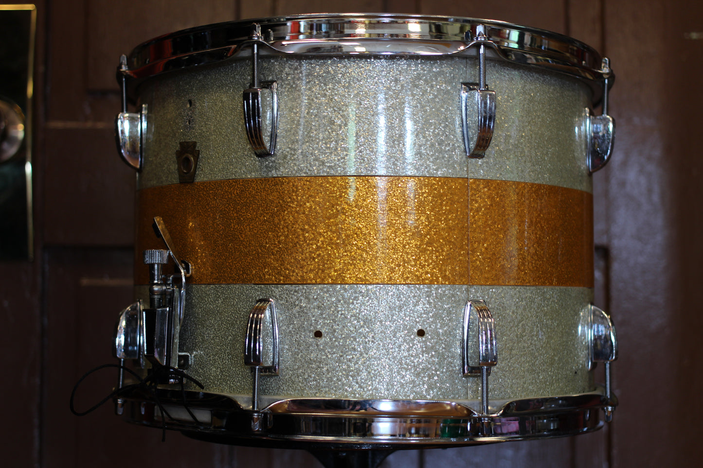 1969 Ludwig 10"x14" Marching Snare in Silver & Gold Sparkle Tri Band