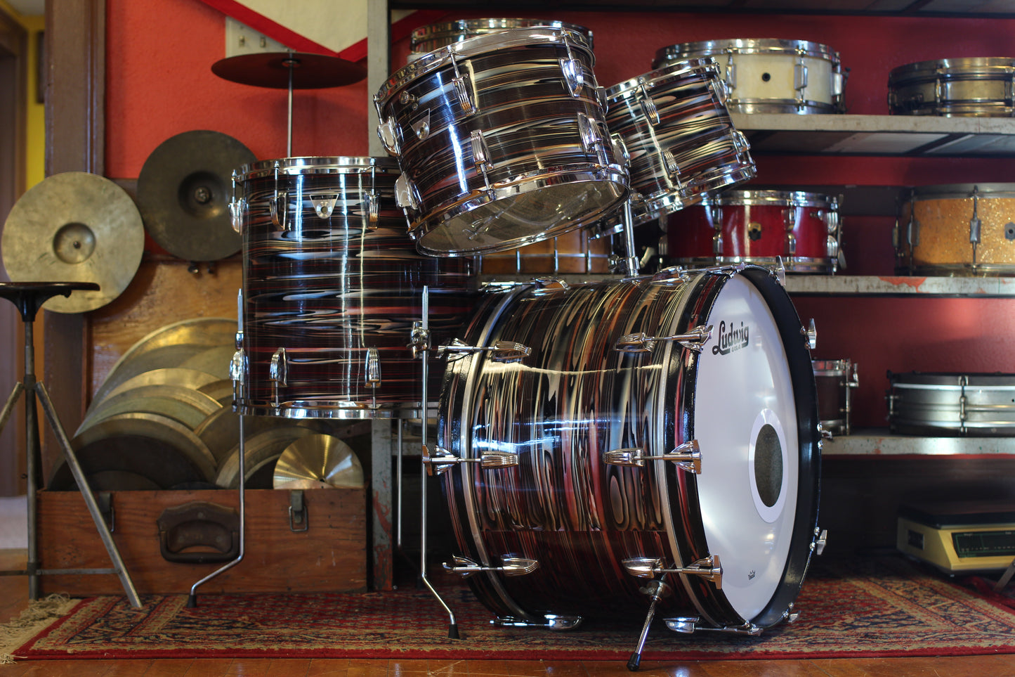 1970's Ludwig Standard 'S-330' in Ruby Strata 14x22 16x16 9x13 8x12