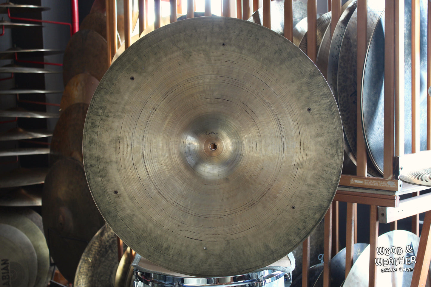 1950s A. Zildjian 22" Small Stamp Ride Cymbal w/ Rivets 2600g