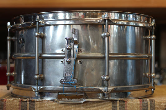 1930's Leedy Reliance 6.5"x14" Nickel over Brass 2-Piece Snare Drum