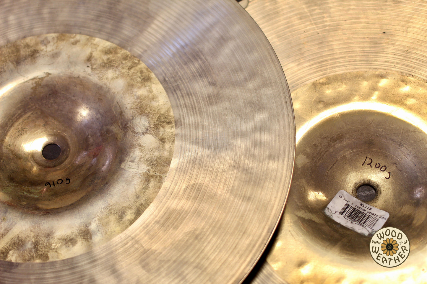 Zildjian K Custom 13.25" Hybrid Hi-Hat Cymbals 910/1200g - USED