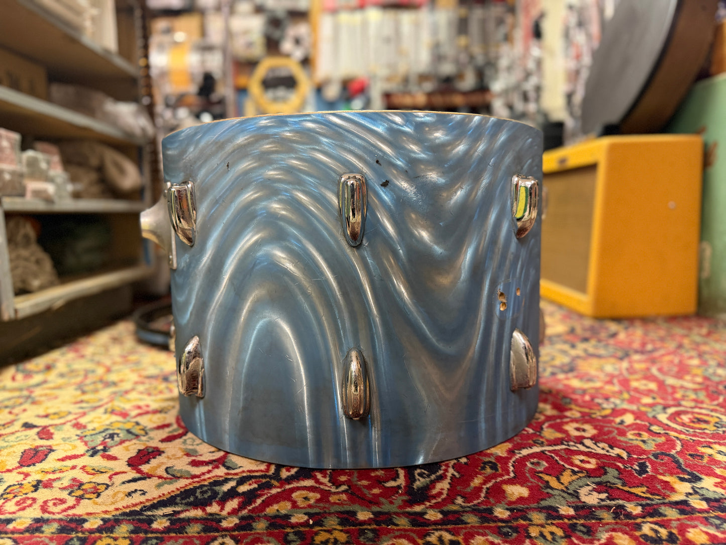 1960s Slingerland 14x20 Bass Drum Shell in Blue Satin Flame