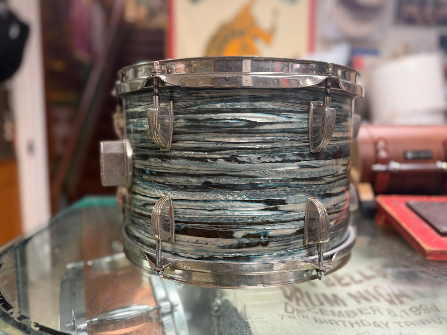 1960s Ludwig 8x12 Tom Tom in Blue Oyster Pearl