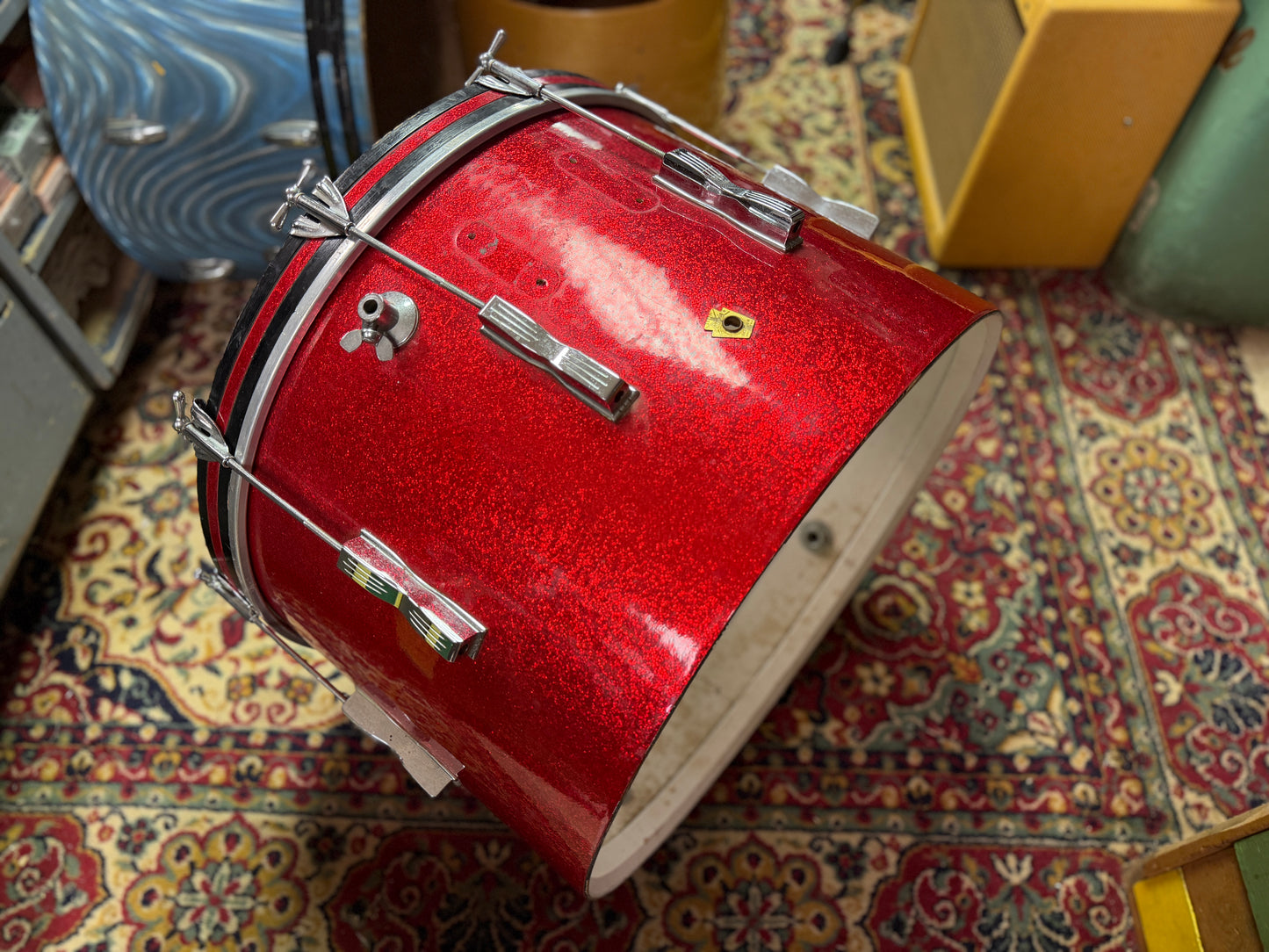 1960s Ludwig Club Date 14x22 Bass Drum Project in Red Sparkle / Duco