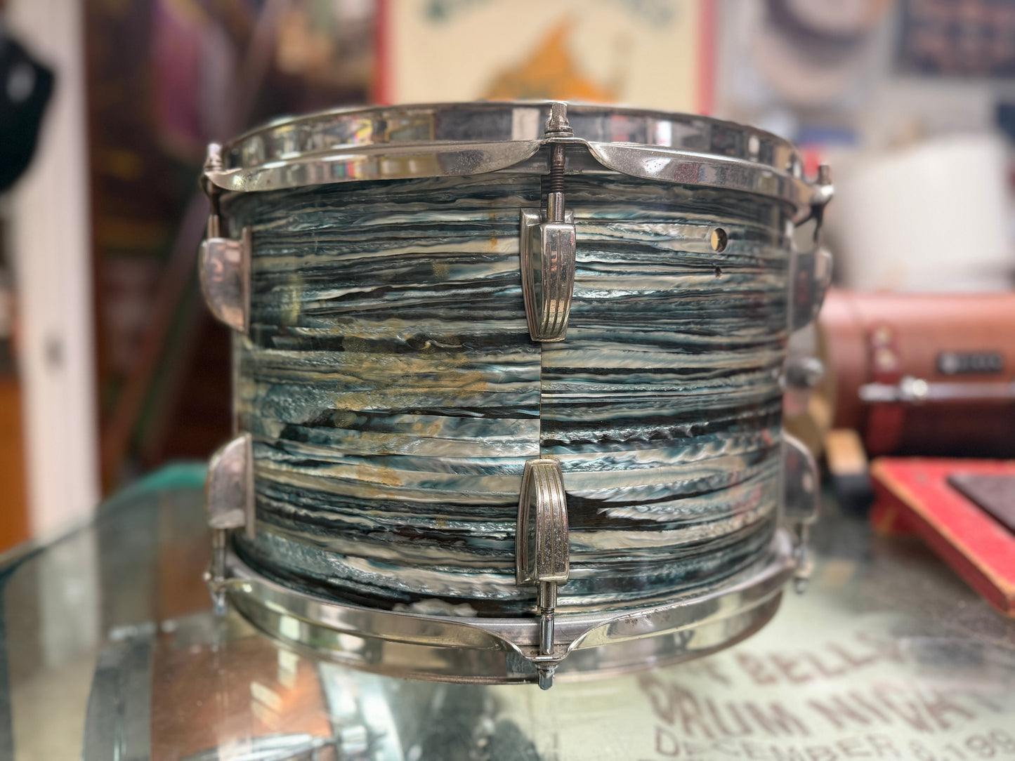 1960s Ludwig 8x12 Tom Tom in Blue Oyster Pearl